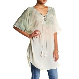 Gypsy05 Lace-Up Pattern Detail Tunic NWT